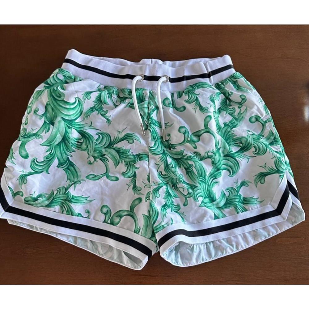 Men's BoohooMAN White and Green Floral Print Shorts Size M